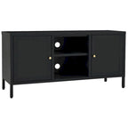 Meuble TV Noir 41.3x13.7x20.4 Acier et verre - 41.3 x 13.7 x 20.4 - 41.3 x 13.7 x 20.4