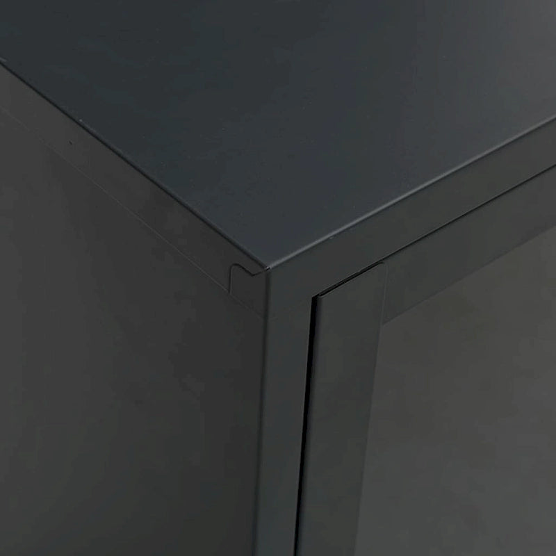 Meuble TV Noir 41.3x13.7x20.4 Acier et verre - 41.3 x 13.7 x 20.4 - 41.3 x 13.7 x 20.4