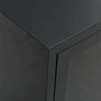 Meuble TV Noir 41.3x13.7x20.4 Acier et verre - 41.3 x 13.7 x 20.4 - 41.3 x 13.7 x 20.4
