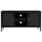 Meuble TV Noir 41.3x13.7x20.4 Acier et verre - 41.3 x 13.7 x 20.4 - 41.3 x 13.7 x 20.4