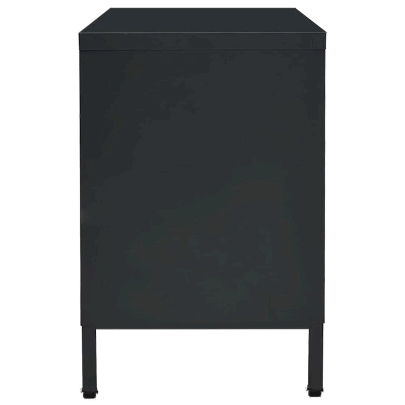 Meuble TV Noir 41.3x13.7x20.4 Acier et verre - 41.3 x 13.7 x 20.4 - 41.3 x 13.7 x 20.4