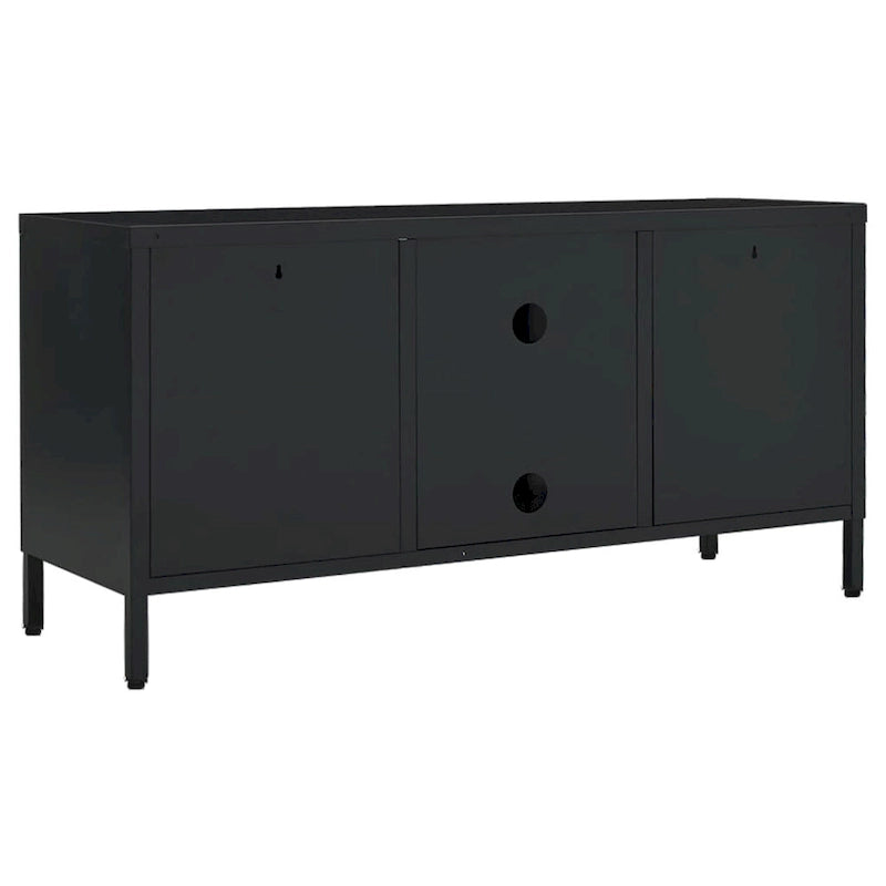 Meuble TV Noir 41.3x13.7x20.4 Acier et verre - 41.3 x 13.7 x 20.4 - 41.3 x 13.7 x 20.4