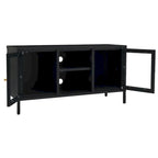 Meuble TV Noir 41.3x13.7x20.4 Acier et verre - 41.3 x 13.7 x 20.4 - 41.3 x 13.7 x 20.4