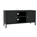 Meuble TV Noir 41.3x13.7x20.4 Acier et verre - 41.3 x 13.7 x 20.4 - 41.3 x 13.7 x 20.4