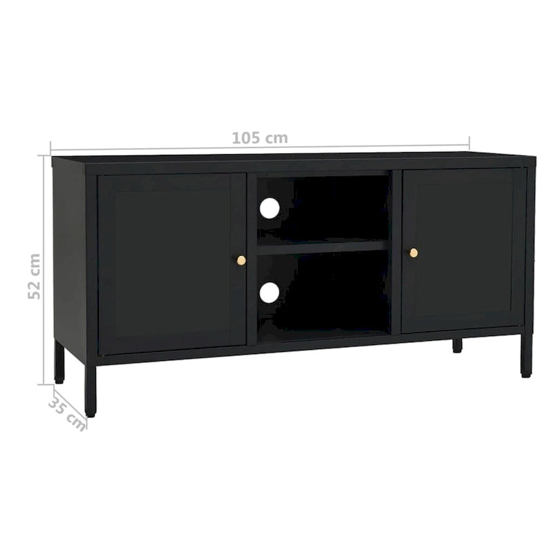 Meuble TV Noir 41.3x13.7x20.4 Acier et verre - 41.3 x 13.7 x 20.4 - 41.3 x 13.7 x 20.4