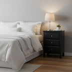 Black Wooden Nightstand Accent Table with 3 Spacious Storage Drawers - 15.75L x 15.75W x 23.63H