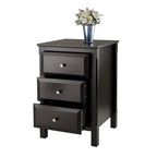 Table de chevet en bois noir avec 3 tiroirs de rangement spacieux - 15,75L x 15,75l x 23,63H