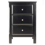 Table de chevet en bois noir avec 3 tiroirs de rangement spacieux - 15,75L x 15,75l x 23,63H