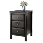 Table de chevet en bois noir avec 3 tiroirs de rangement spacieux - 15,75L x 15,75l x 23,63H