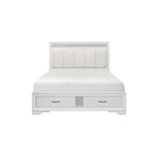Lit plateforme de rangement Beatrice 4 pièces moderne en similicuir blanc