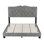 Cadre de lit tapissé Queen Size avec design riveté, lit plateforme moderne en velours avec tête de lit capitonnée