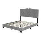 Cadre de lit tapissé Queen Size avec design riveté, lit plateforme moderne en velours avec tête de lit capitonnée
