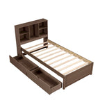 Cadre de lit moderne double avec port USB intégré sur la tête de lit bibliothèque et 2 tiroirs pour chambre à coucher, salon