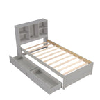 Cadre de lit moderne double avec port USB intégré sur la tête de lit bibliothèque et 2 tiroirs pour chambre à coucher, salon