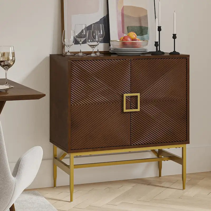 Uirich34Grande armoire d'appoint moderne à 2 portes avec étagères réglables par