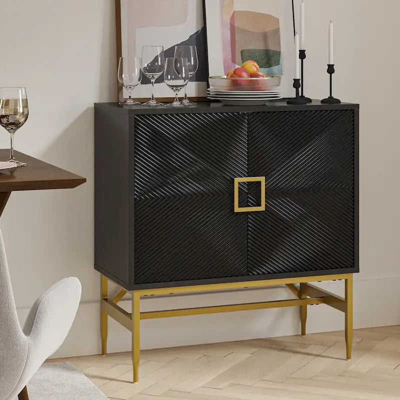 Uirich34Grande armoire d'appoint moderne à 2 portes avec étagères réglables par