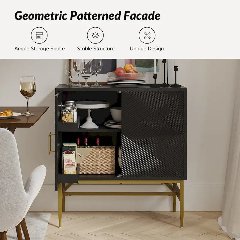 Uirich34Grande armoire d'appoint moderne à 2 portes avec étagères réglables par