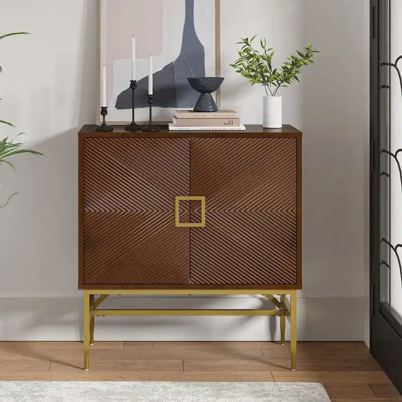 Uirich34Grande armoire d'appoint moderne à 2 portes avec étagères réglables par