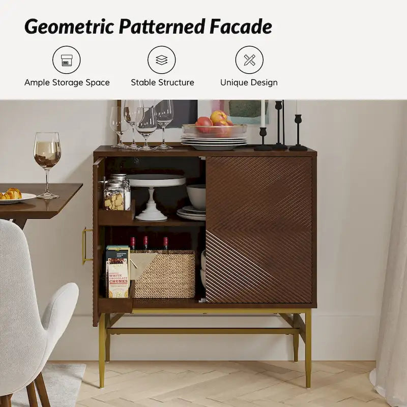 Uirich34Grande armoire d'appoint moderne à 2 portes avec étagères réglables par