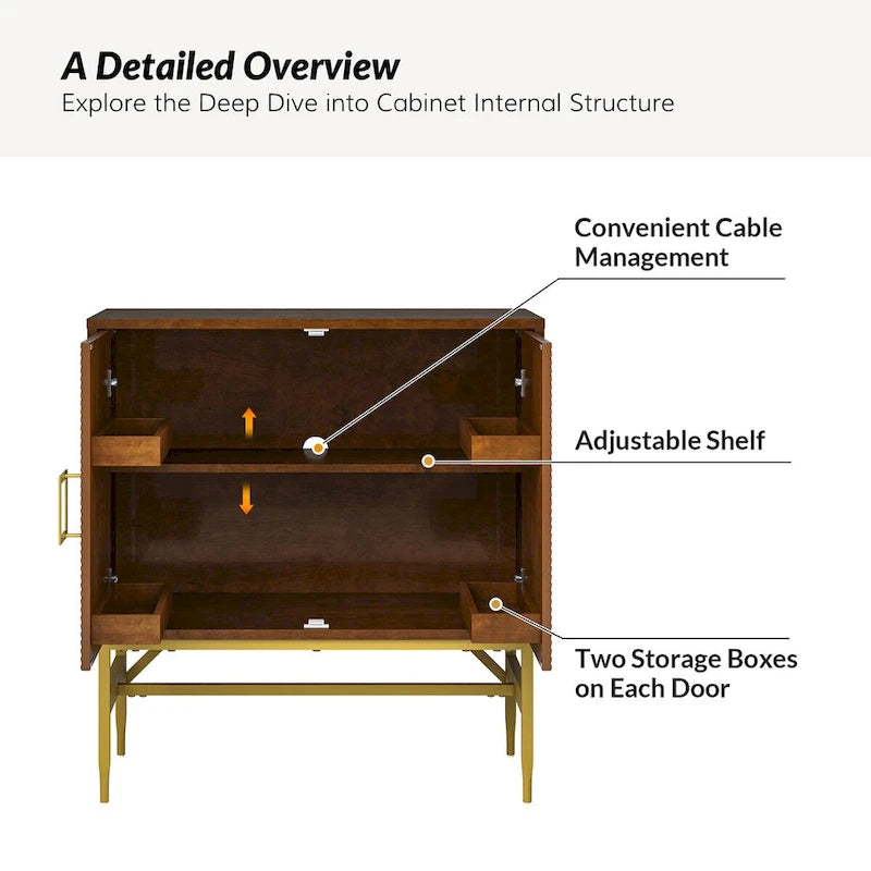 Uirich34Grande armoire d'appoint moderne à 2 portes avec étagères réglables par