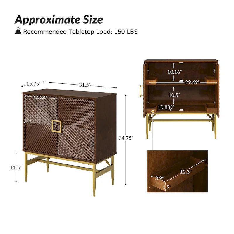 Uirich34Grande armoire d'appoint moderne à 2 portes avec étagères réglables par