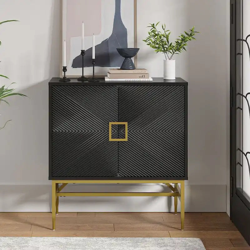Uirich34Grande armoire d'appoint moderne à 2 portes avec étagères réglables par