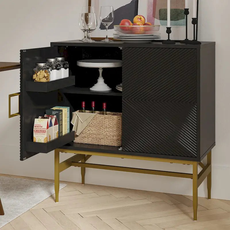 Uirich34Grande armoire d'appoint moderne à 2 portes avec étagères réglables par