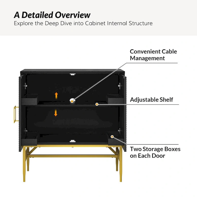Uirich34Grande armoire d'appoint moderne à 2 portes avec étagères réglables par