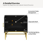 Uirich34Grande armoire d'appoint moderne à 2 portes avec étagères réglables par
