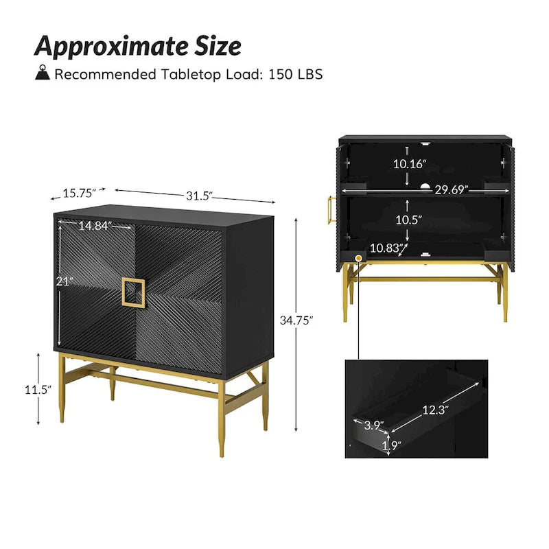 Uirich34Grande armoire d'appoint moderne à 2 portes avec étagères réglables par