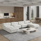 Canapé sectionnel modulaire convertible 146, canapé sectionnel de luxe moderne en forme de U à 6 places avec chaises longues et poufs pour salon