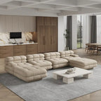Canapé sectionnel modulaire convertible 146, canapé sectionnel de luxe moderne en forme de U à 6 places avec chaises longues et poufs pour salon