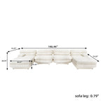 Canapé sectionnel modulaire convertible 146, canapé sectionnel de luxe moderne en forme de U à 6 places avec chaises longues et poufs pour salon