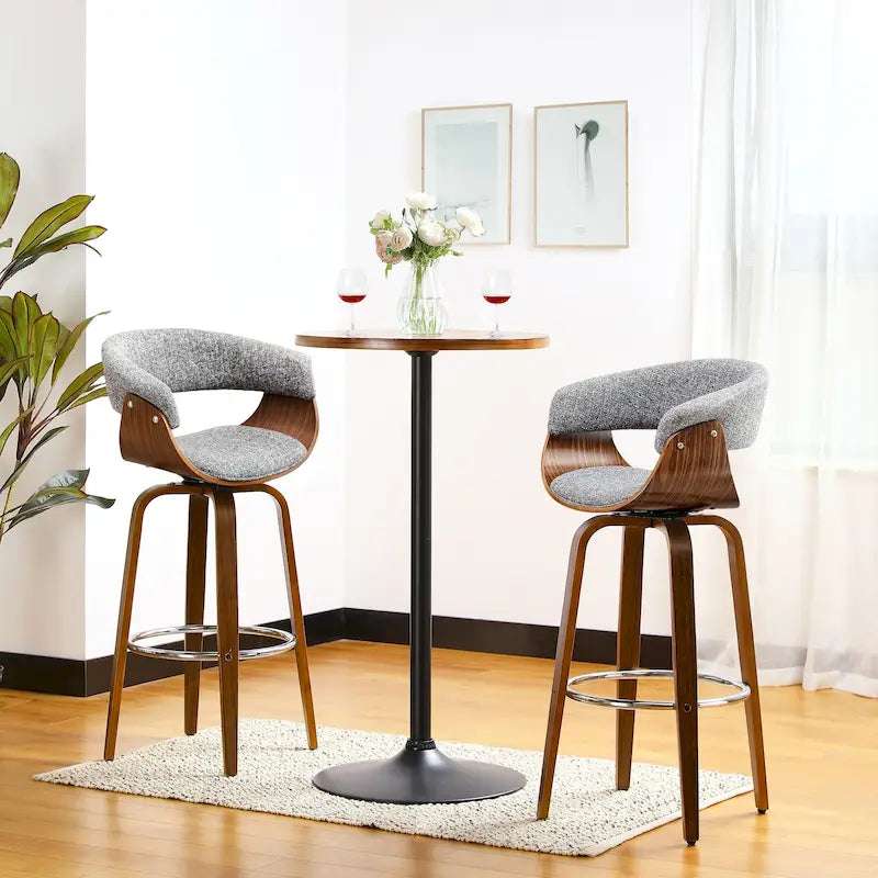 Glitzhome Lot de 3 tabourets de bar réglables en similicuir avec table de pub