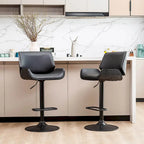 Glitzhome Lot de 3 tabourets de bar réglables en similicuir avec table de pub
