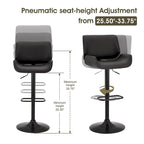 Glitzhome Lot de 3 tabourets de bar réglables en similicuir avec table de pub