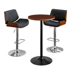 Glitzhome Lot de 3 tabourets de bar réglables en similicuir avec table de pub