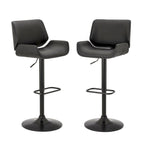 Glitzhome Lot de 3 tabourets de bar réglables en similicuir avec table de pub