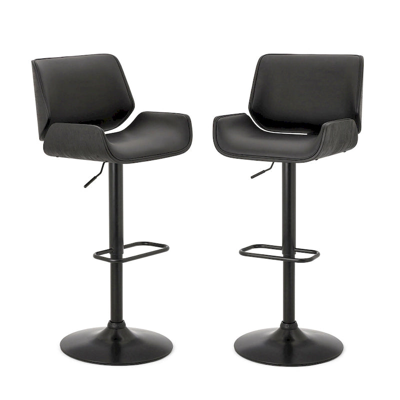 Glitzhome Lot de 3 tabourets de bar réglables en similicuir avec table de pub