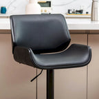 Glitzhome Lot de 3 tabourets de bar réglables en similicuir avec table de pub