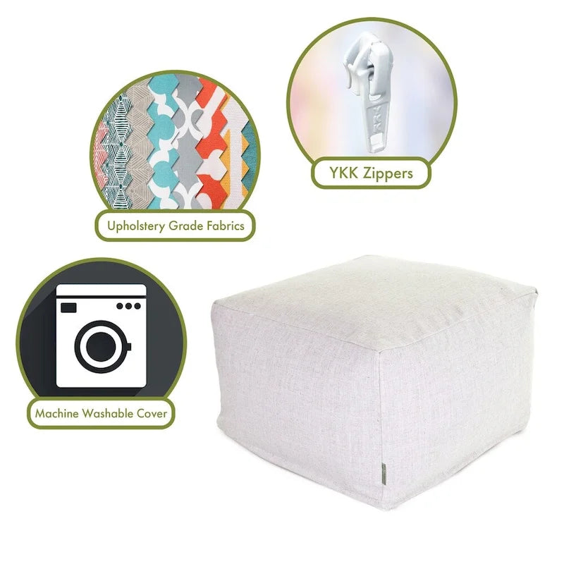 Pouf ottoman d'intérieur en poly/lin Wales 27 po L x 27 po l x 17 po H