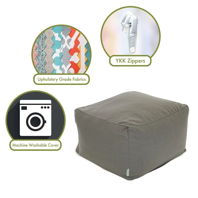 Pouf ottoman d'intérieur en poly/lin Wales 27 po L x 27 po l x 17 po H