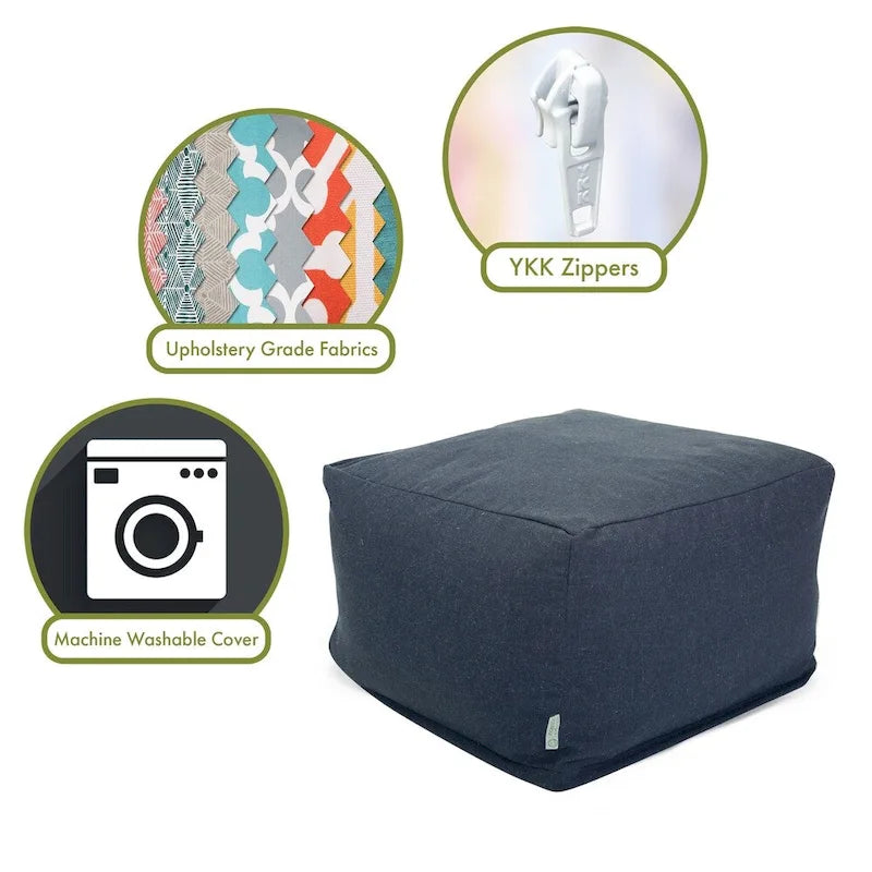 Pouf ottoman d'intérieur en poly/lin Wales 27 po L x 27 po l x 17 po H