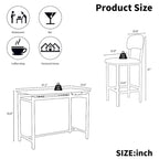 Ensemble table et chaises de cuisine pour 2 personnes, ensemble de 3 pièces avec 2 chaises, ensemble de bar pour petits espaces, petit-déjeuner, pub