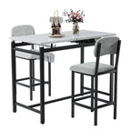 Ensemble table et chaises de cuisine pour 2 personnes, ensemble de 3 pièces avec 2 chaises, ensemble de bar pour petits espaces, petit-déjeuner, pub