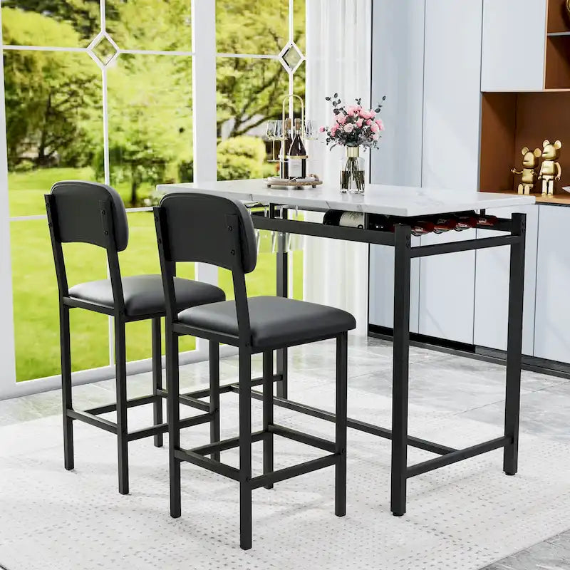 Ensemble table et chaises de cuisine pour 2 personnes, ensemble de 3 pièces avec 2 chaises, ensemble de bar pour petits espaces, petit-déjeuner, pub