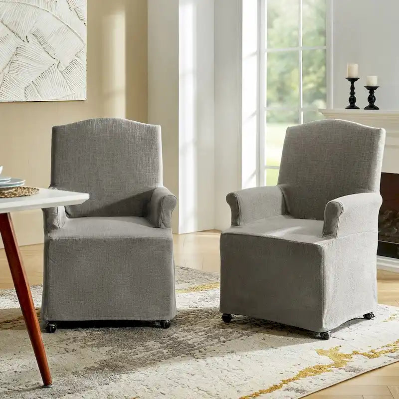 Chaise de salle à manger déhoussable et rembourrée avec pieds en bois massif, lot de 2, par