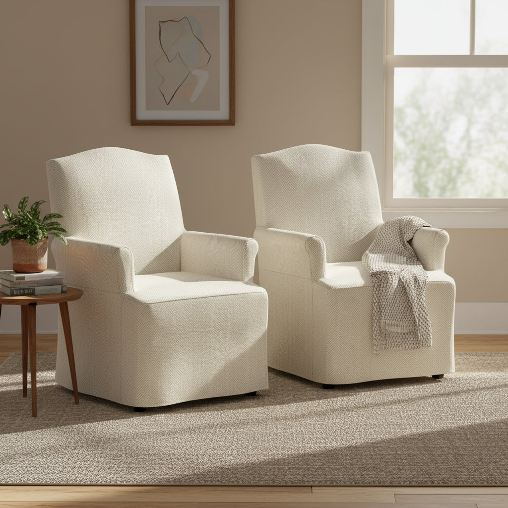 Chaise de salle à manger déhoussable et rembourrée avec pieds en bois massif, lot de 2, par