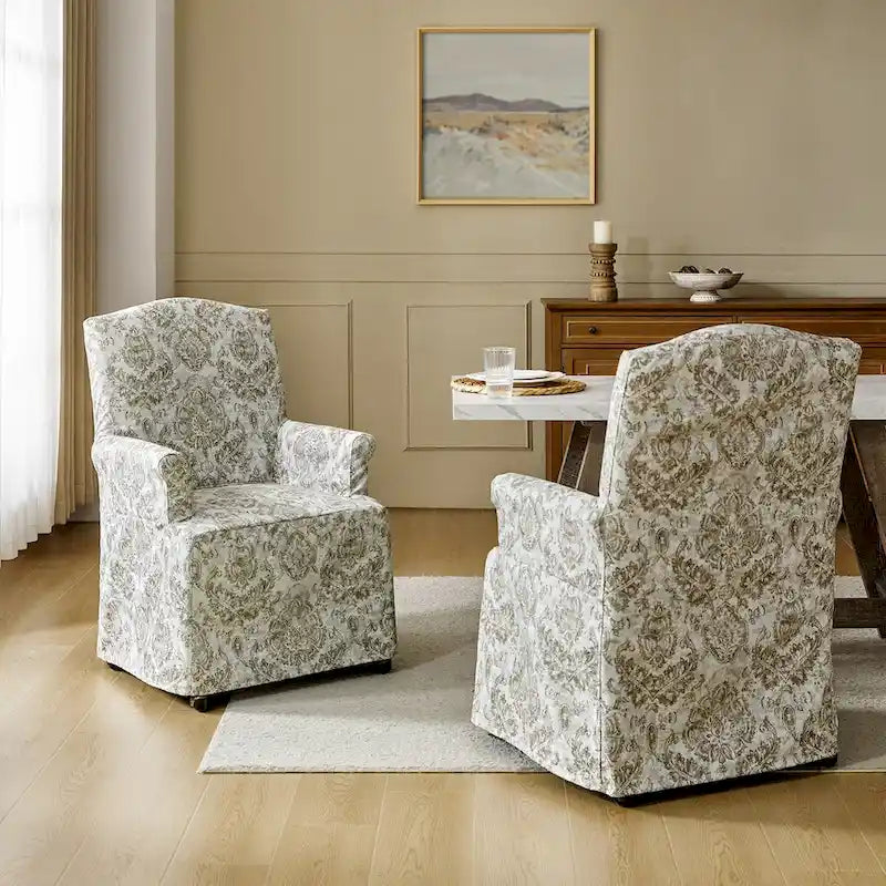 Chaise de salle à manger déhoussable et rembourrée avec pieds en bois massif, lot de 2, par