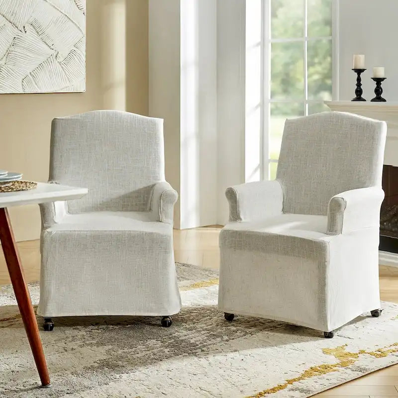Chaise de salle à manger déhoussable et rembourrée avec pieds en bois massif, lot de 2, par